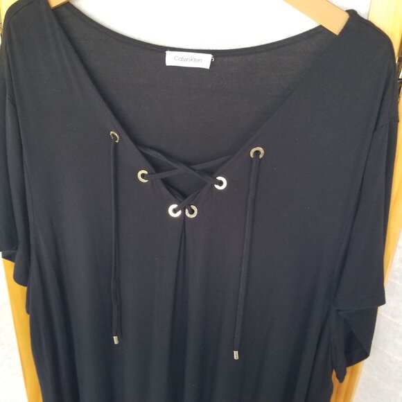 Calvin Klein Leveled Up Lace Up Swim Cover Black Size 2X - Picture 3 of 9